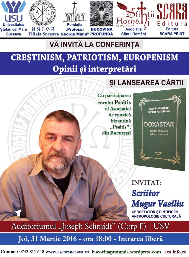 afis 2 mugur vasiliu - crestinism patriotism europenism 31 mart 2016