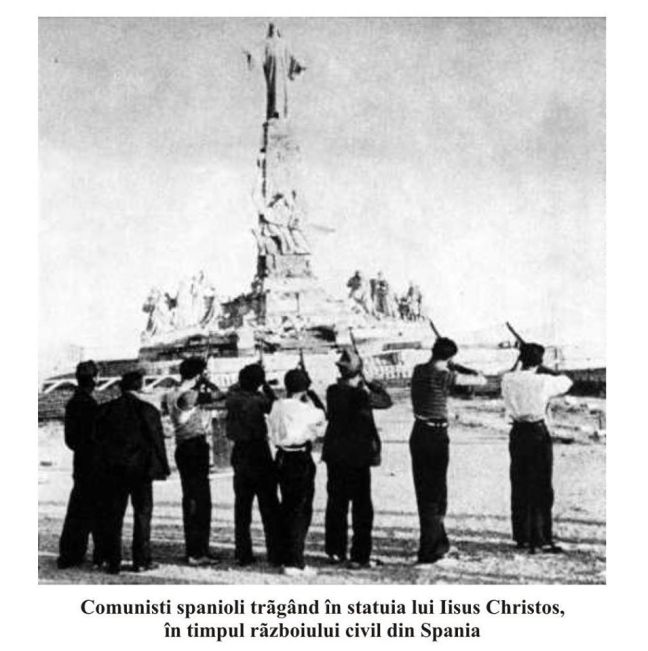 MM - comunisti spanioli impuscand statuia lui Hristos